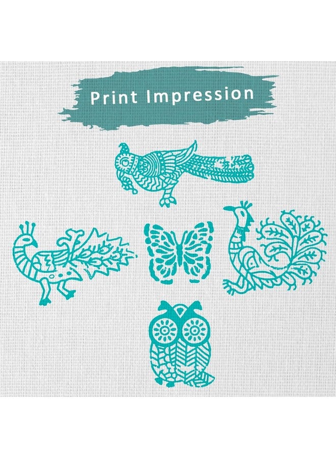 Hashcart | Set of 5 | Exquisite Birds Design Wooden Printing Stamps for Pottery Printing Blocks Handcarved Printing Beran for Art Work, Projects Designing, Clay, Pottery, Tote Bags, Kids - Image 2