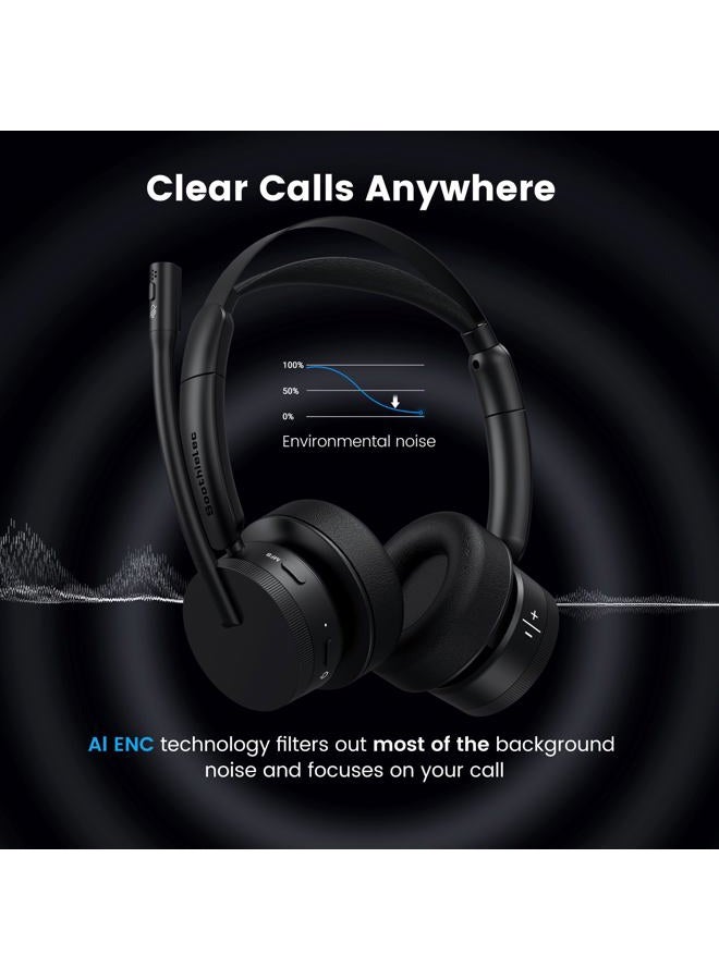 Soothielec Wireless Headset with Mic for Work, Bluetooth Headset with Noise Cancelling Microphone, Wireless Bluetooth 5.2 with Mic Mute & USB Dongle for Office/PC/Computer/Laptop/Call Center - Image 2