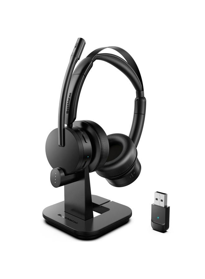 Soothielec Wireless Headset with Mic for Work, Bluetooth Headset with Noise Cancelling Microphone, Wireless Bluetooth 5.2 with Mic Mute & USB Dongle for Office/PC/Computer/Laptop/Call Center - Image 1