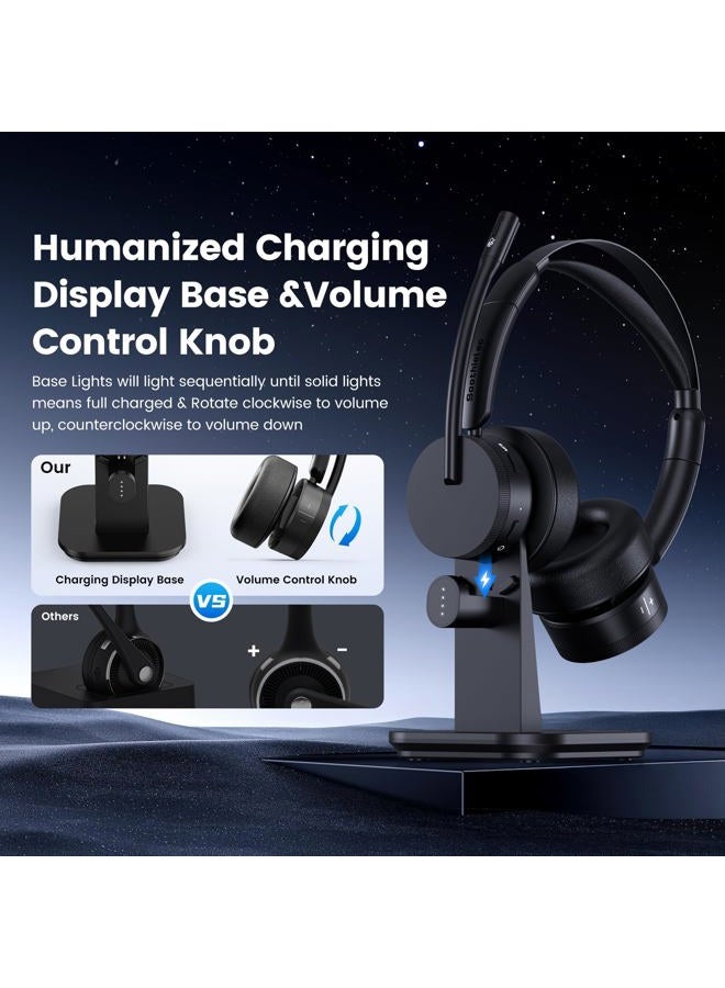 Soothielec Wireless Headset with Mic for Work, Bluetooth Headset with Noise Cancelling Microphone, Wireless Bluetooth 5.2 with Mic Mute & USB Dongle for Office/PC/Computer/Laptop/Call Center - Image 4