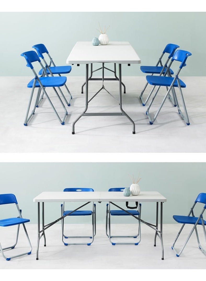 Generic 6FT Heavy Duty Folding Table – 183×76 cm – Steel Frame, Rubber Feet, Lightweight Buffet Table with Carrying Handle – Ideal for BBQs, Garden Parties, Picnics, and Catering - Image 3