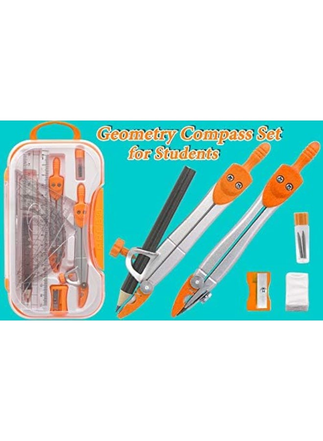 Oasisgalore Math Geometry Kit Sets, 10 Pcs Protractor and Compass Set Includes Rulers for Students(orange) - Image 3