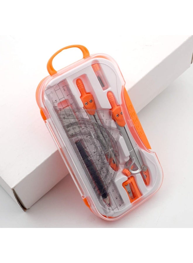 Oasisgalore Math Geometry Kit Sets, 10 Pcs Protractor and Compass Set Includes Rulers for Students(orange) - Image 2