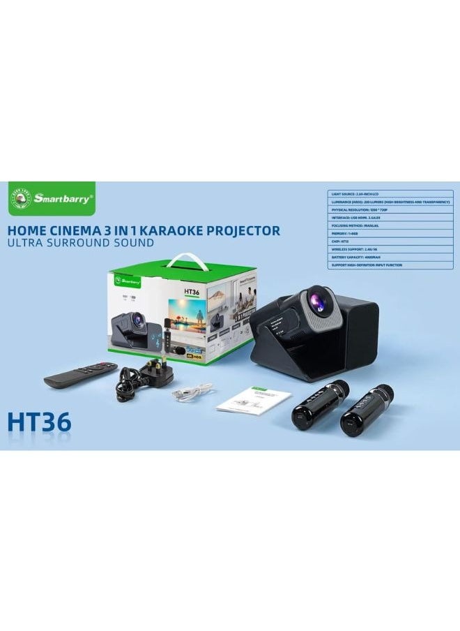 Smartberry Smartberry HT36 4K High-definition Manual Focusing 5G Dual Band Speed,HD Input 4000mAh Battery Capacity WiFi Bluetooth Projector Android 11.0 Home Theater, Movies,Video Gaming, Office Work Meetings Projector  - Image 2