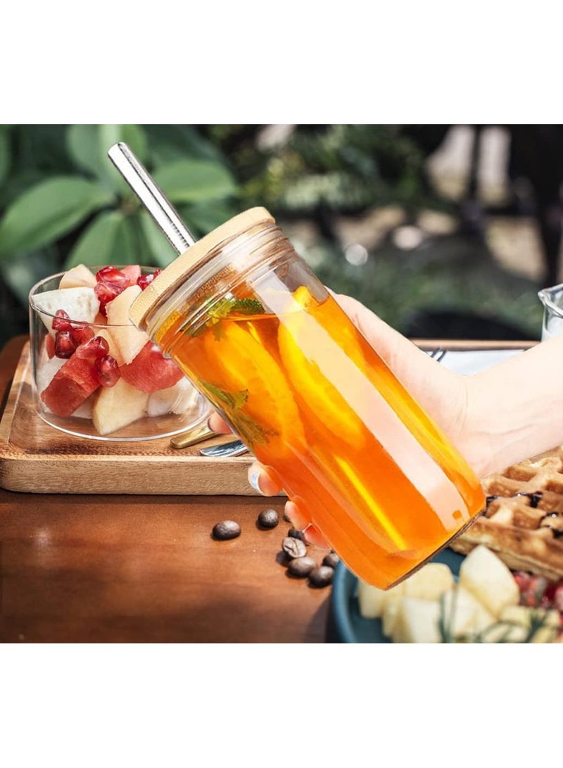 Sweet seven 2-Pack 24 oz Reusable Boba Cups with Wood Lids and Straws - Wide Mouth Jar Smoothie Cups for Bubble Tea and Iced Coffee - Image 4