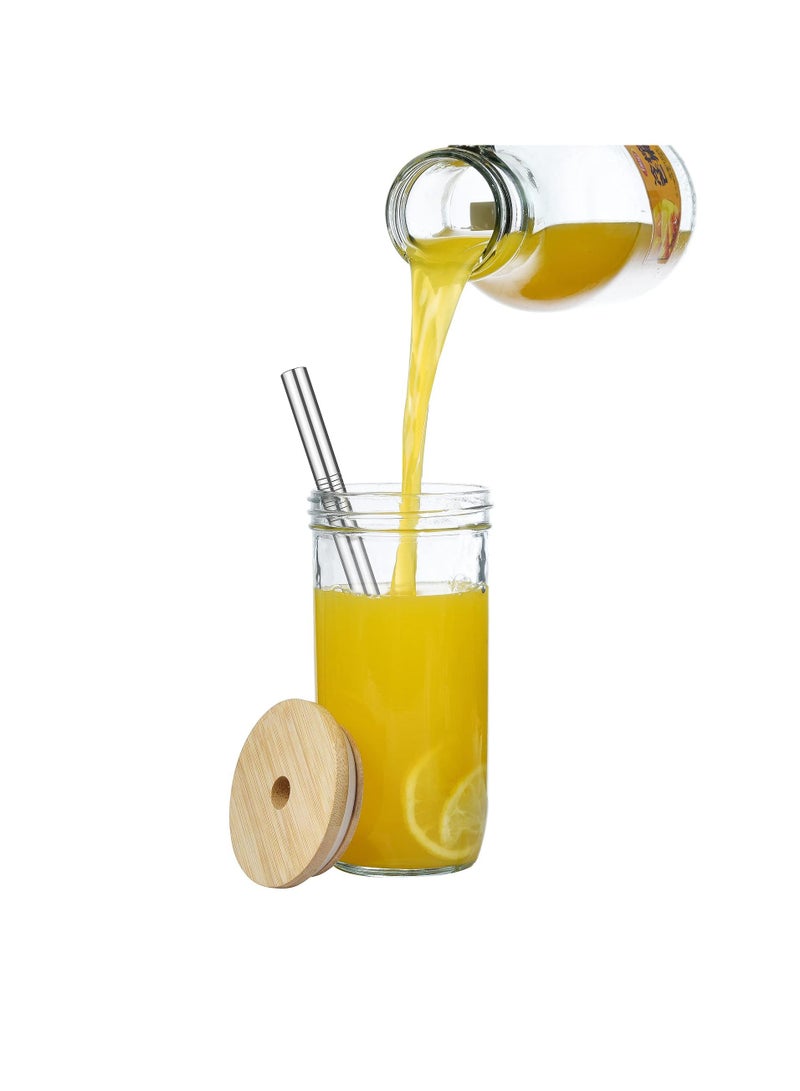 Sweet seven 2-Pack 24 oz Reusable Boba Cups with Wood Lids and Straws - Wide Mouth Jar Smoothie Cups for Bubble Tea and Iced Coffee - Image 5