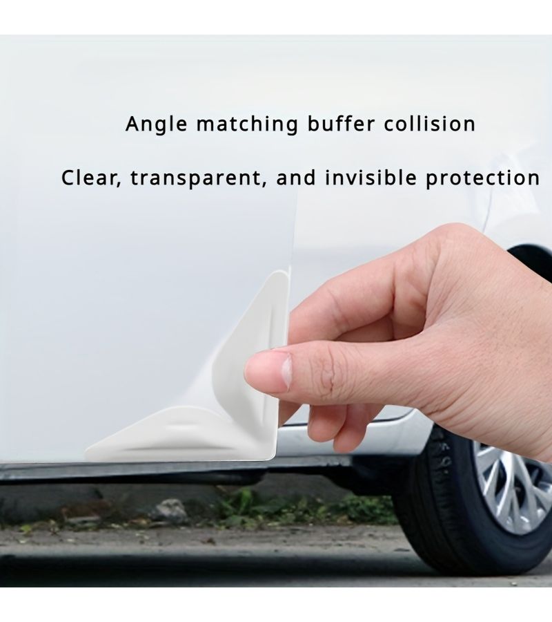 4 Pack Invisible Transparent Car Door Corner Protectors Black Anti Collision And Scratch Protection For Front And Rear Doors - Image 1