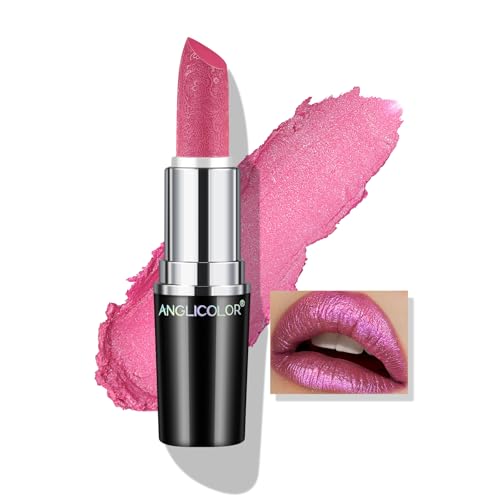 Anglicolor Glitter Dark Pink LipstickDiamond High Shine FinishMoisturizing Creamy FormulaNonStickySparkle Violet Lipstick For WomenFor Bar Nights PartyMusic Festivals 06 RED VIOLET 4g - Image 1