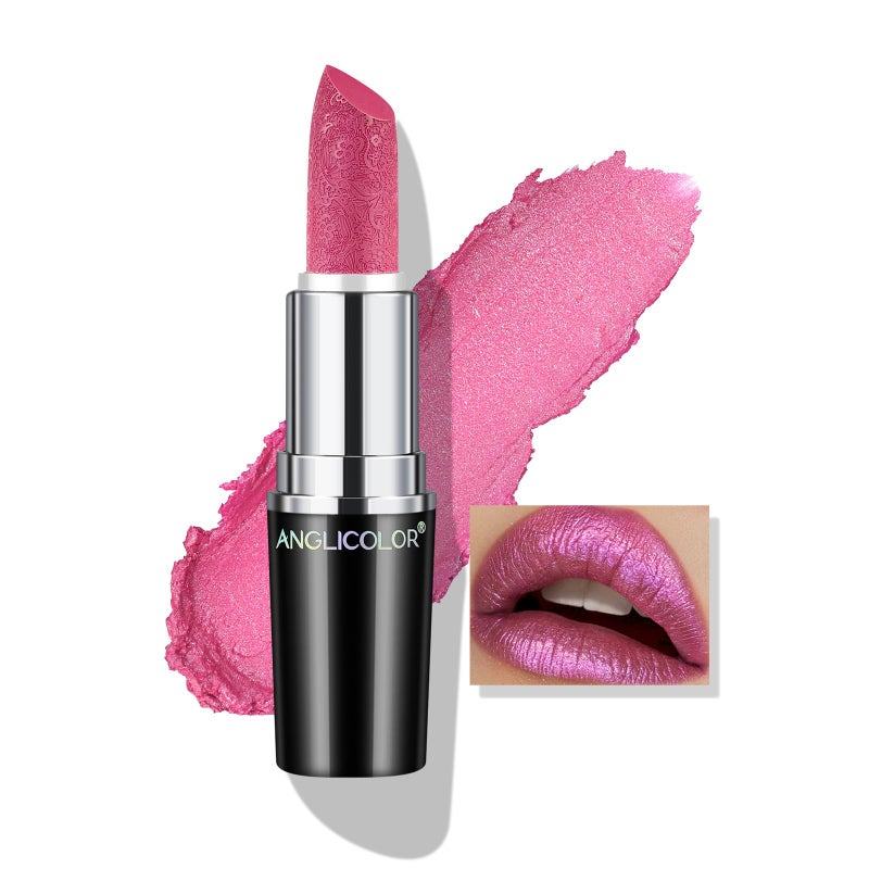 Anglicolor Glitter Dark Pink LipstickDiamond High Shine FinishMoisturizing Creamy FormulaNonStickySparkle Violet Lipstick For WomenFor Bar Nights PartyMusic Festivals 06 RED VIOLET 4g - Image 3