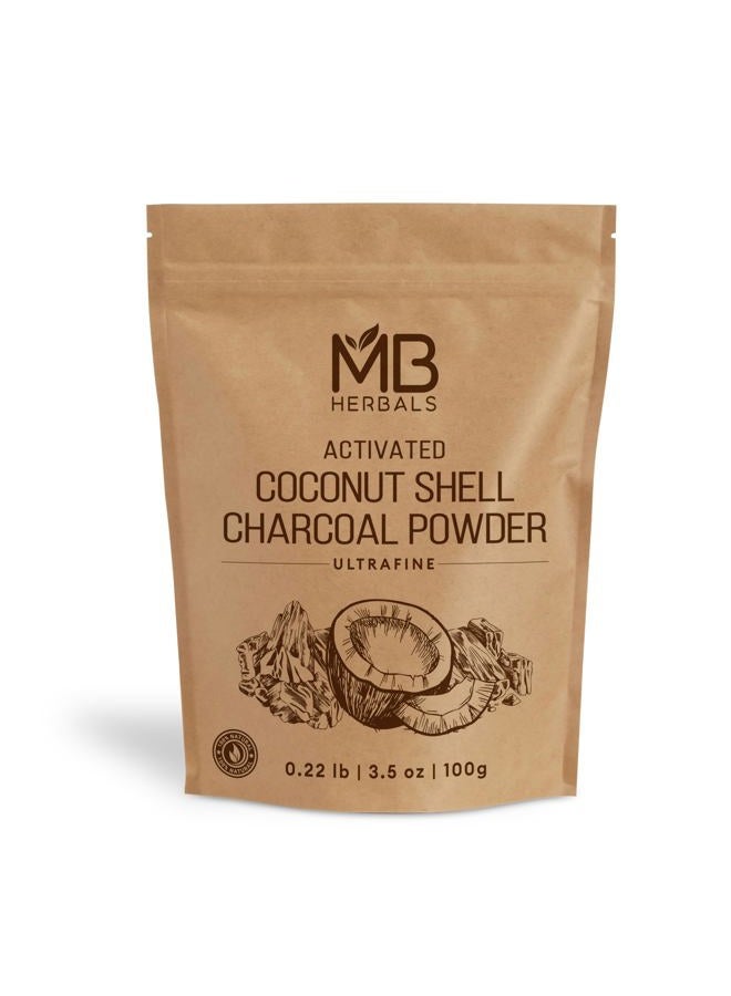 MB Herbals مسحوق فحم جوز الهند المنشط 100 جرام | ناعم جداً | يستخدم في تركيب أقنعة الوجه والصابون - Image 1