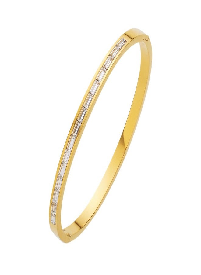 Aaishwarya Thin White Zircon Openable Bracelet| 18k Gold Plated & Waterproof | Bracelet Women Stylish | Statement Golden Bracelets Women | - Image 1