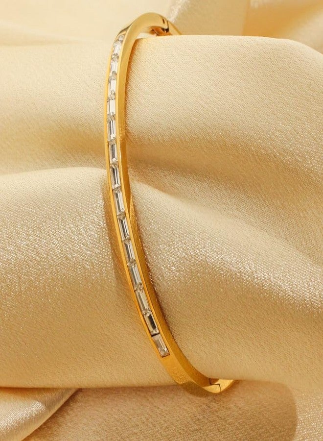 Aaishwarya Thin White Zircon Openable Bracelet| 18k Gold Plated & Waterproof | Bracelet Women Stylish | Statement Golden Bracelets Women | - Image 4