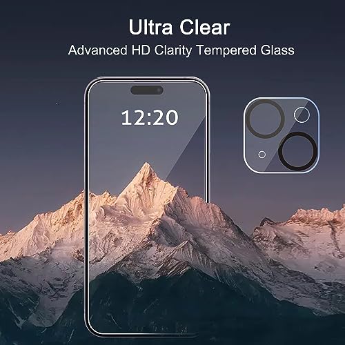 Ailun 3 Pack Screen Protector for iPhone 15 [6.1 inch] + 3 Pack Camera Lens Protector with Installation Frame,Case Friendly Tempered Glass Film,[9H Hardness] - HD - Image 5