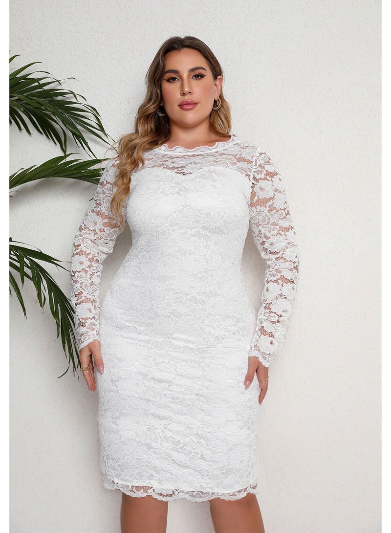 Loquat New Lace Dress For Plus-size Women White  - Image 1