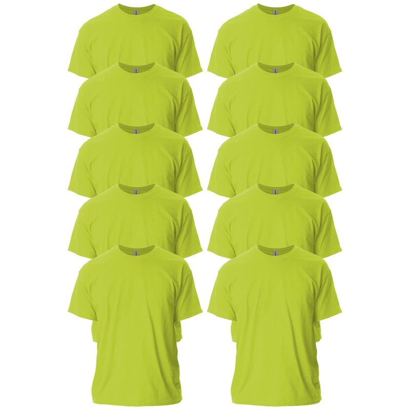 Gildan Adult Ultra Cotton T-Shirt, Style G2000, Multipack, Safety Green (10-Pack), Large - Image 5