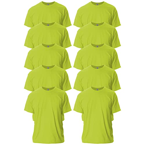 Gildan Adult Ultra Cotton T-Shirt, Style G2000, Multipack, Safety Green (10-Pack), Large - Image 1
