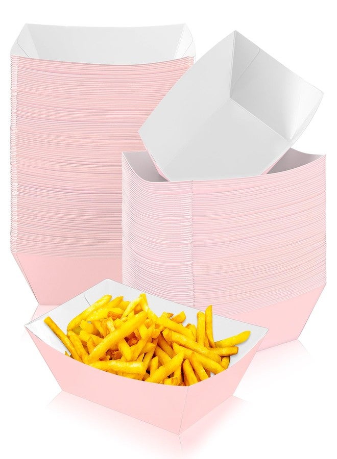 Yinkin 100 Pcs 2lb Paper Food Trays Boat 2lb Disposable Nacho Trays Kraft Paper Boat for Tacos Concession Halloween Christmas Party Supplies (Light Pink) - Image 1