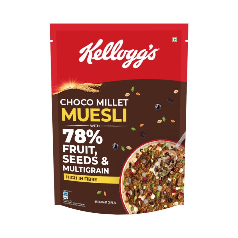 Kellogg's Choco Millet Muesli with 78% Fruit, Seeds & Multigrain| Power Breakfast|No Maida No Palm Oil| India's No 1 Muesli| 400g - Image 5