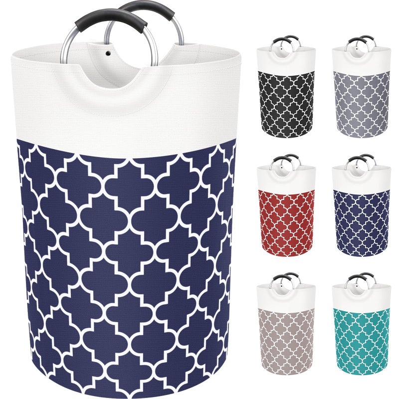 Fabspace Large Laundry Basket Laundry Hamper Bag Washing Bin Clothes Bag Collapsible Tall with Handles Waterproof Travel Bathroom College Essentials Storage for College Dorm Family Blue 75L