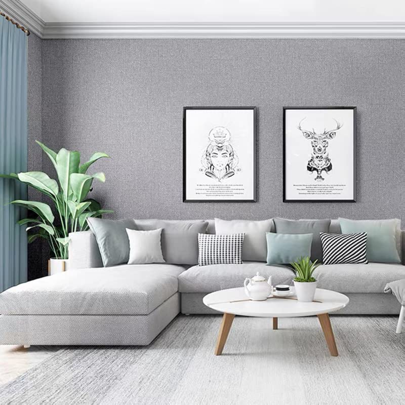 HELLKIT Fabric Peel and Stick Wallpaper Gray Faux Grasscloth Wallpaper Self-Adhesive Linen Wallpapers 17.8” x 197” Removable Wall Paper Embossed Textured Contact Paper Decoration Backsplash Countertop Liners - Image 3