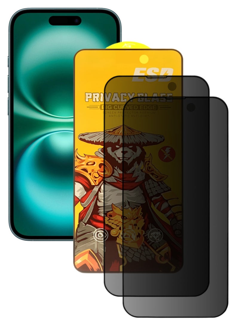 ESD 2 Pieces Tempered Dustproof Privacy Glass Screen Protector Compatible For iPhone 16 - Image 1