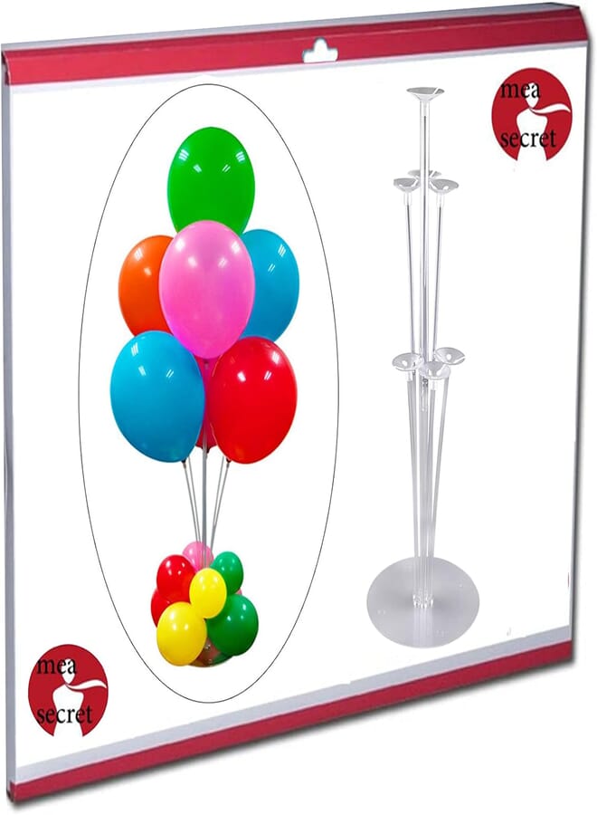 Secret Balloon Stand Kit - Clear Table Desktop Balloon Holder with 7 Balloon Sticks