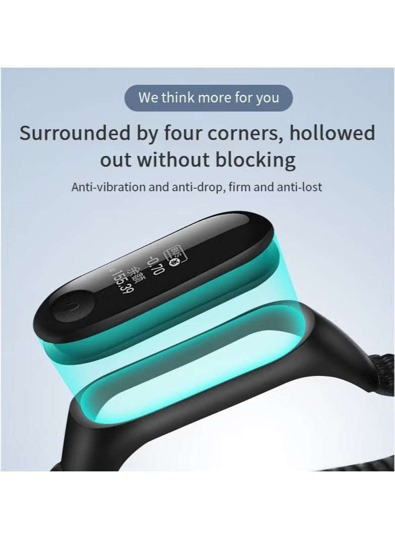 3 قطع من أحزمة النايلون متوافقة مع سوار شاومي مي باند 7/6/5/4/3، سوار ناعم قابل للتعديل للرجال والنساء (أسود + رمادي + أزرق) - Image 5