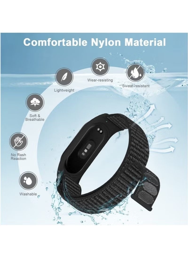 3 قطع من أحزمة النايلون متوافقة مع سوار شاومي مي باند 7/6/5/4/3، سوار ناعم قابل للتعديل للرجال والنساء (أسود + رمادي + أزرق) - Image 4