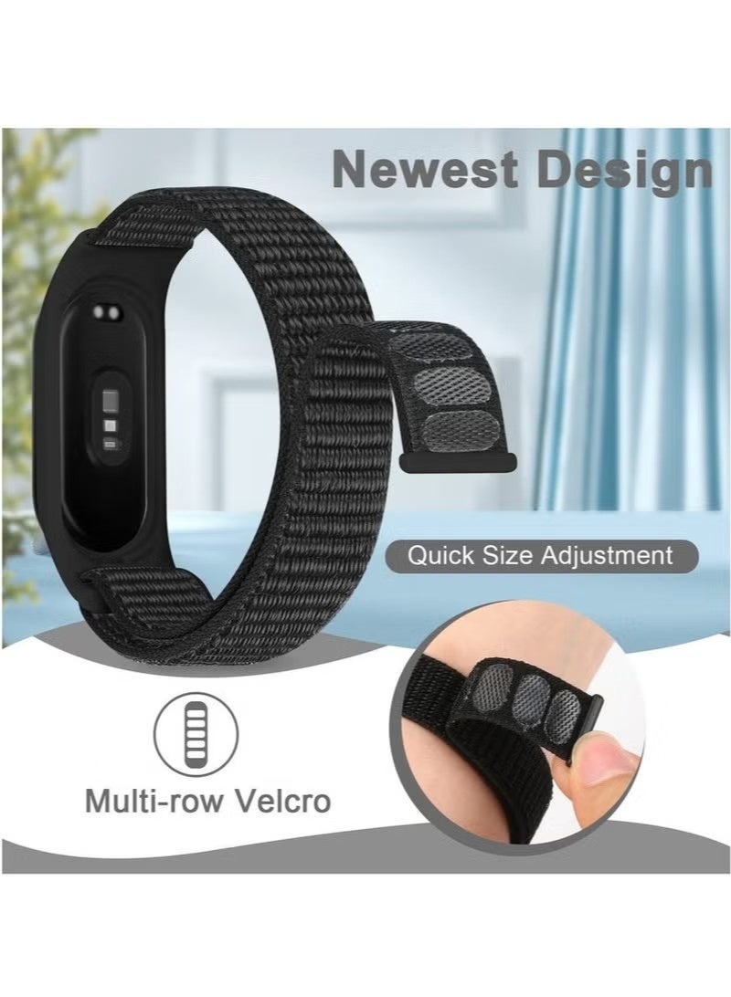 3 قطع من أحزمة النايلون متوافقة مع سوار شاومي مي باند 7/6/5/4/3، سوار ناعم قابل للتعديل للرجال والنساء (أسود + رمادي + أزرق) - Image 3