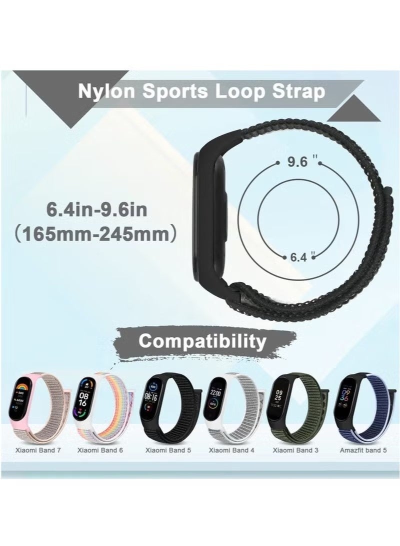 3 قطع من أحزمة النايلون متوافقة مع سوار شاومي مي باند 7/6/5/4/3، سوار ناعم قابل للتعديل للرجال والنساء (أسود + رمادي + أزرق) - Image 2