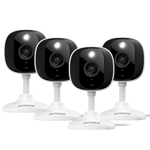 AOQEE 2K Cameras for Home Security-Outdoor/Indoor Camera for Dog/Cat/Pet/Nanny/Baby, Color Night Vision, White Light, Siren, 24/7 SD Recordings, Works with Alexa/Google Home, C1 (C1-White-4pack-2.4G) - Image 1