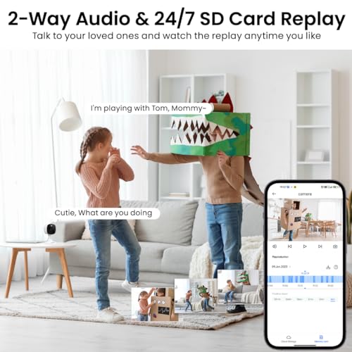 AOQEE 2K Cameras for Home Security-Outdoor/Indoor Camera for Dog/Cat/Pet/Nanny/Baby, Color Night Vision, White Light, Siren, 24/7 SD Recordings, Works with Alexa/Google Home, C1 (C1-White-4pack-2.4G) - Image 4