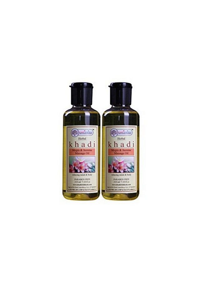 KHADI RISHIKESH Herbal Mogra & Jasmine Body Massage Oil For Full Body Women/Menskin Lightening Brightening Body Oilbest For Winter /Summercombo Set Pack Of 210Ml X 2(420Ml)With Bathing Loofah Sponge Free - Image 2