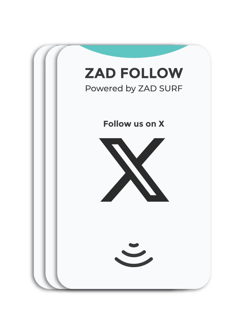 Zad Surf Pack of 3 Zad Follow. (X)  Follows NFC Card from (Zad Surf) allowing you boosting follows - iOS and Android  - Image 1