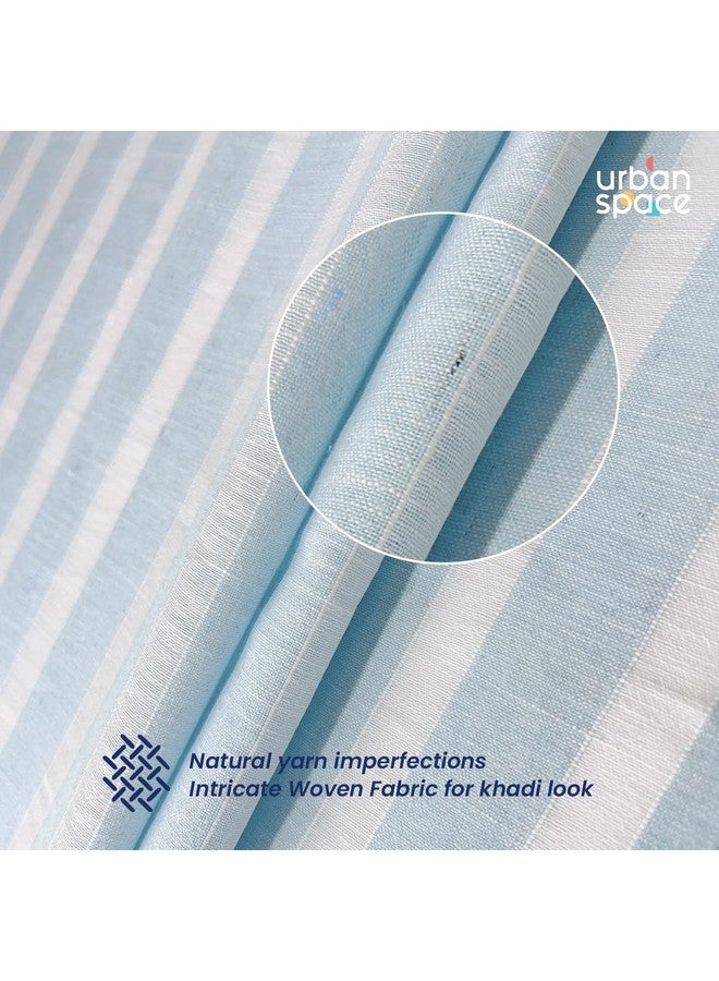Urban Space Aari Collection Weaved Sheer Curtains for Long Door 8ft Long, 35-40% Light Filtering Curtains with Eyelets & TieBack, Set of 2 Decorative Curtains for Living Room (Horizontal SkyBlue, 8ft) - Image 2