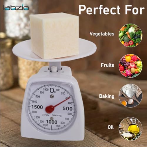 LABZIO Accurate Analog Weighing Scale for Kitchen, Laboratory, and Craft Use, 2Kg Capacity, 10g Graduation, Durable White Scale for Household, Lab, Crafting, Professional and Personal Use - Image 3