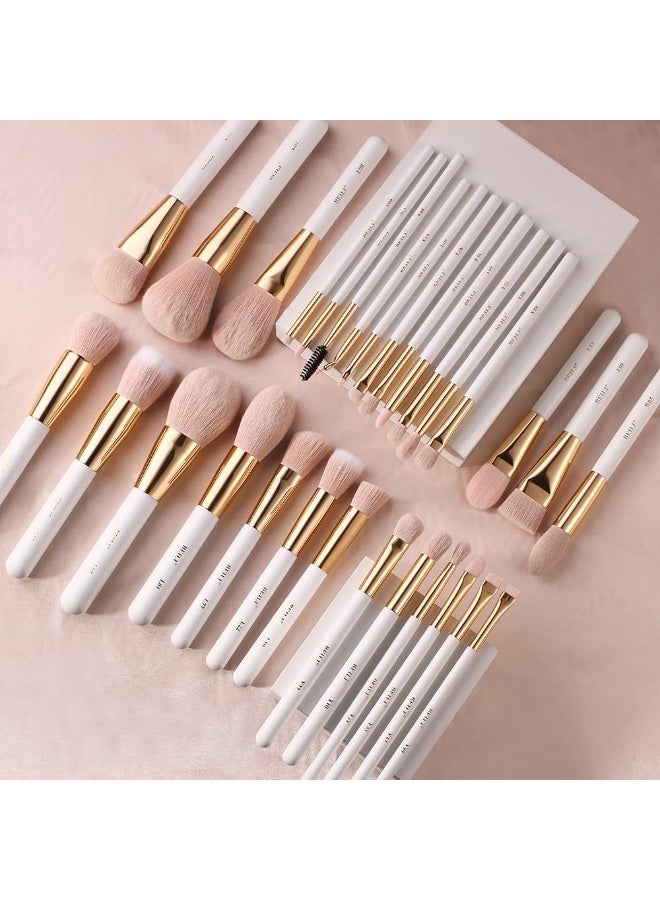 BEILI Makeup Brushes 30Pcs Professional Makeup Brush Set Premium Pink Vegan Synthetic Kabuki - Image 1