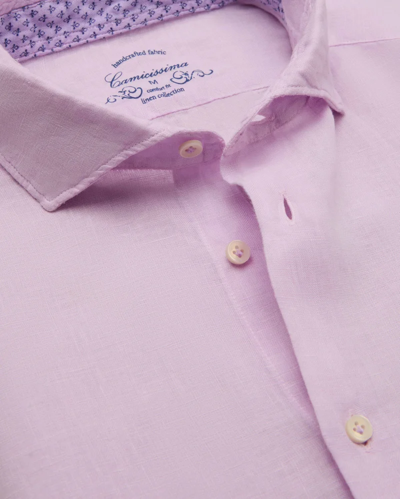 كاميتشسما Trendy Lilac Linen Slim Comfort Shirt