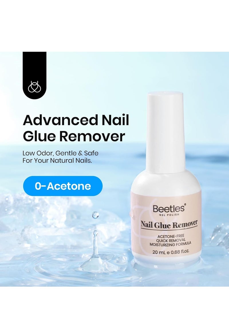 beetles Gel Polish Beetles Nail Glue Remover Glue 20ml for False Nails, Press on Nails Glue Remover for Fake Nail Tips Acrylic Nail Adhesive Remover with Cuticle Pusher, Not for Uv Gel Glue or Gel Polish Gift for Mom  - Image 2