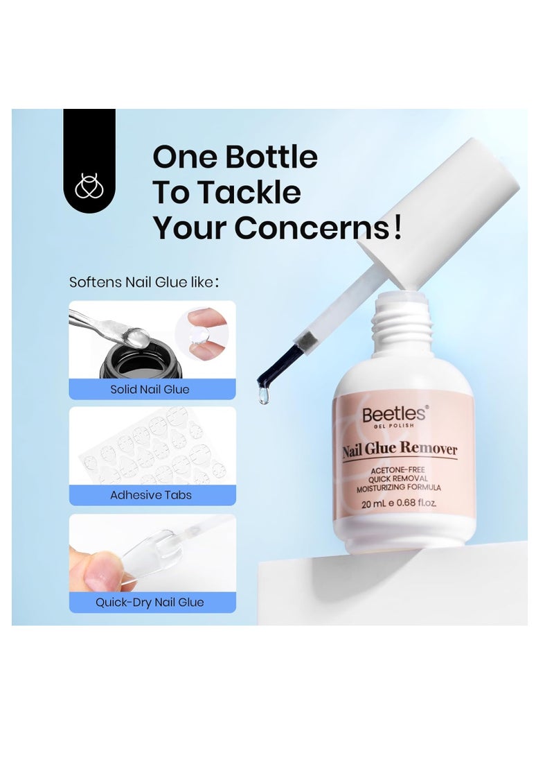 beetles Gel Polish Beetles Nail Glue Remover Glue 20ml for False Nails, Press on Nails Glue Remover for Fake Nail Tips Acrylic Nail Adhesive Remover with Cuticle Pusher, Not for Uv Gel Glue or Gel Polish Gift for Mom  - Image 4