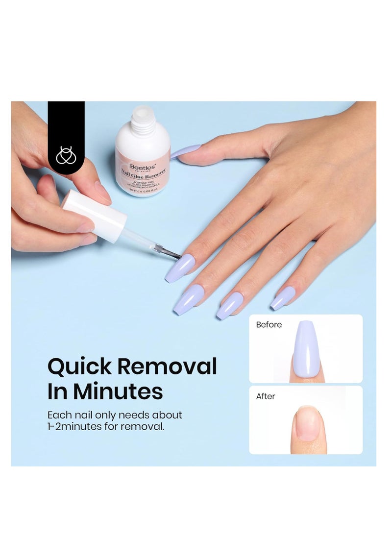 beetles Gel Polish Beetles Nail Glue Remover Glue 20ml for False Nails, Press on Nails Glue Remover for Fake Nail Tips Acrylic Nail Adhesive Remover with Cuticle Pusher, Not for Uv Gel Glue or Gel Polish Gift for Mom  - Image 5