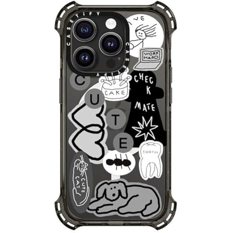 Casetify Bounce iPhone 15 Pro Case 【6X Military Grade Drop Tested / 21.3ft Drop Protection/Compatible with Magsafe】 - Stickers Prints - INAP Sticker 01 - Clear Black - Image 4