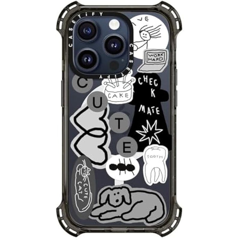 Casetify Bounce iPhone 15 Pro Case 【6X Military Grade Drop Tested / 21.3ft Drop Protection/Compatible with Magsafe】 - Stickers Prints - INAP Sticker 01 - Clear Black - Image 2