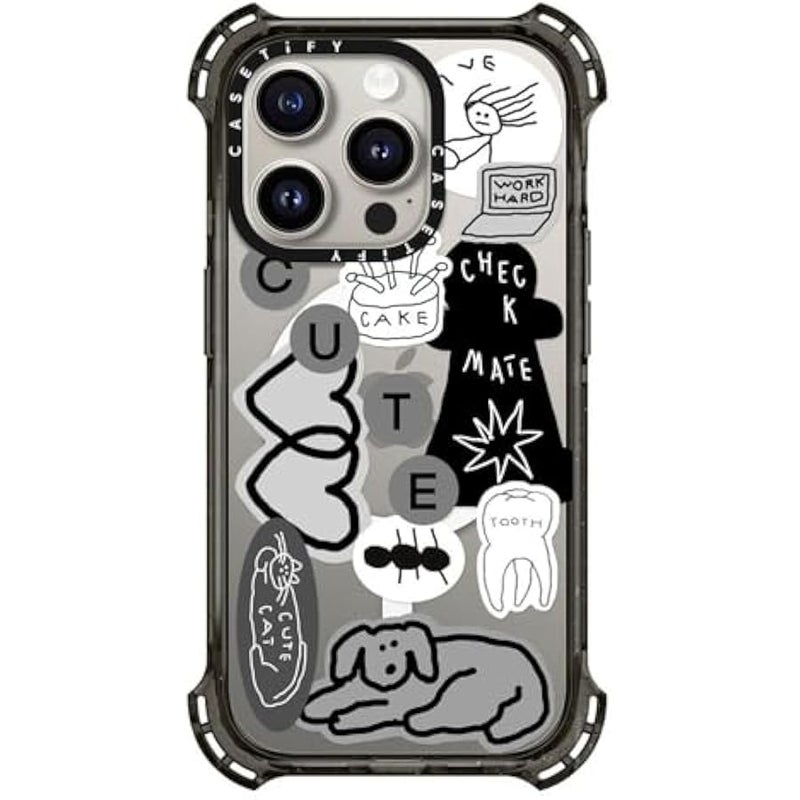 Casetify Bounce iPhone 15 Pro Case 【6X Military Grade Drop Tested / 21.3ft Drop Protection/Compatible with Magsafe】 - Stickers Prints - INAP Sticker 01 - Clear Black - Image 1