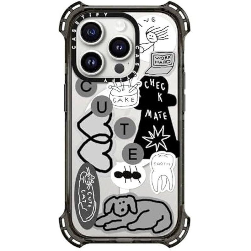 Casetify Bounce iPhone 15 Pro Case 【6X Military Grade Drop Tested / 21.3ft Drop Protection/Compatible with Magsafe】 - Stickers Prints - INAP Sticker 01 - Clear Black - Image 3