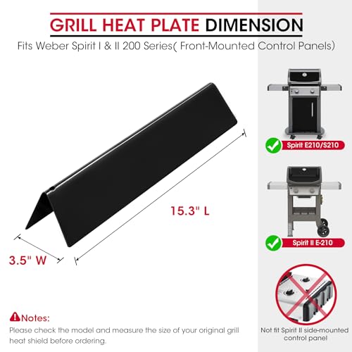 Unicook 7635 15.3 Inch Flavorizer Bars for Weber Spirit I & II 200 Series, Spirit E/S 210 and 220 Grills, Porcelain Grill Heat Plate Replacement Parts for Weber GS4 Grill Parts, Burner Covers 3 Pack - Image 2