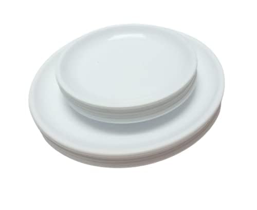 AWICKTIK Pack of 12 Plastic Microwave Safe Dinner Set - 3 Full Plate, 3 Half Plate and 6 Katori Set for Kitchen Dinner Set (Microwave Safe) (White) - Image 3