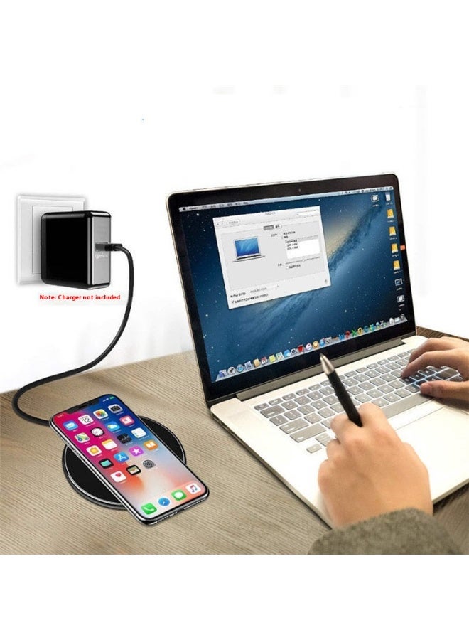 Black 15W Ultra-Thin Wireless Charger Pad – Fast Aluminum Alloy Charging for Desk & Bedside Use  - Image 2