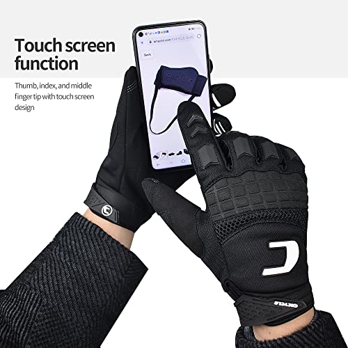 CHCYCLE Dirt Bike Gloves Mountain Bike Motocross Motorcycle Gloves for Men Motorbike ATV Racing Touch Screen Full Finger Glove for Cycling BMX MTB MX Climbing (X-Large, Black) - Image 3