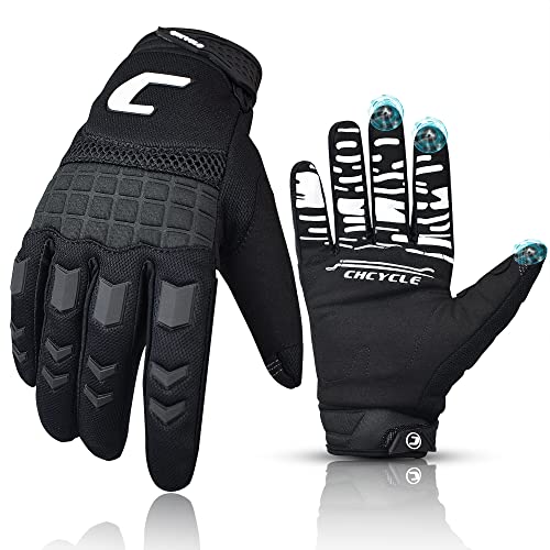 CHCYCLE Dirt Bike Gloves Mountain Bike Motocross Motorcycle Gloves for Men Motorbike ATV Racing Touch Screen Full Finger Glove for Cycling BMX MTB MX Climbing (X-Large, Black) - Image 1